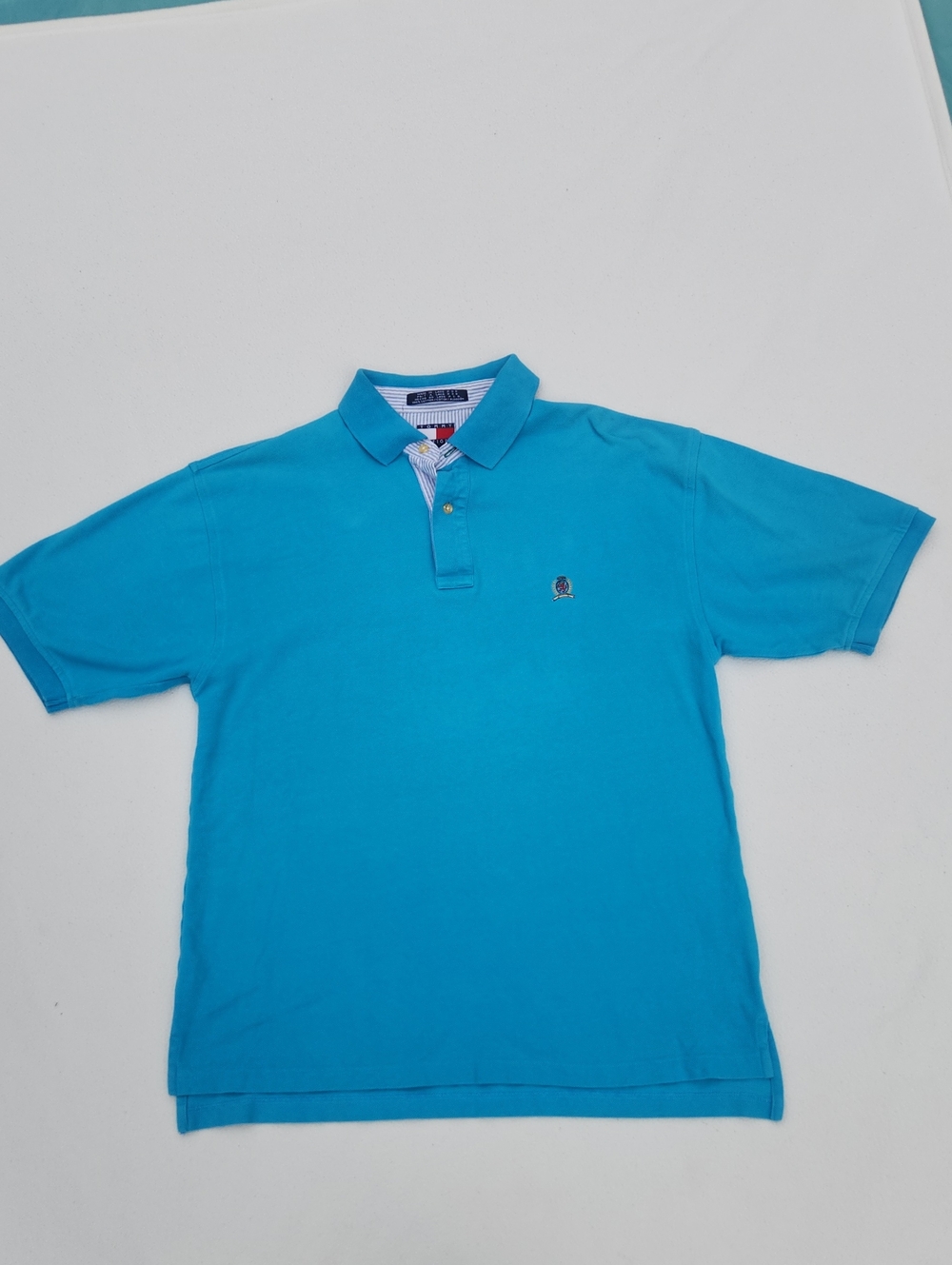 ​Tommy Hilfiger Men's Vintage Crest Logo Short Sleeve Polo Shirt Blue L